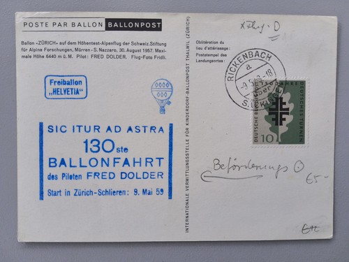 Ballonpost schweiz 1959 - ballonpost, ​schweiz